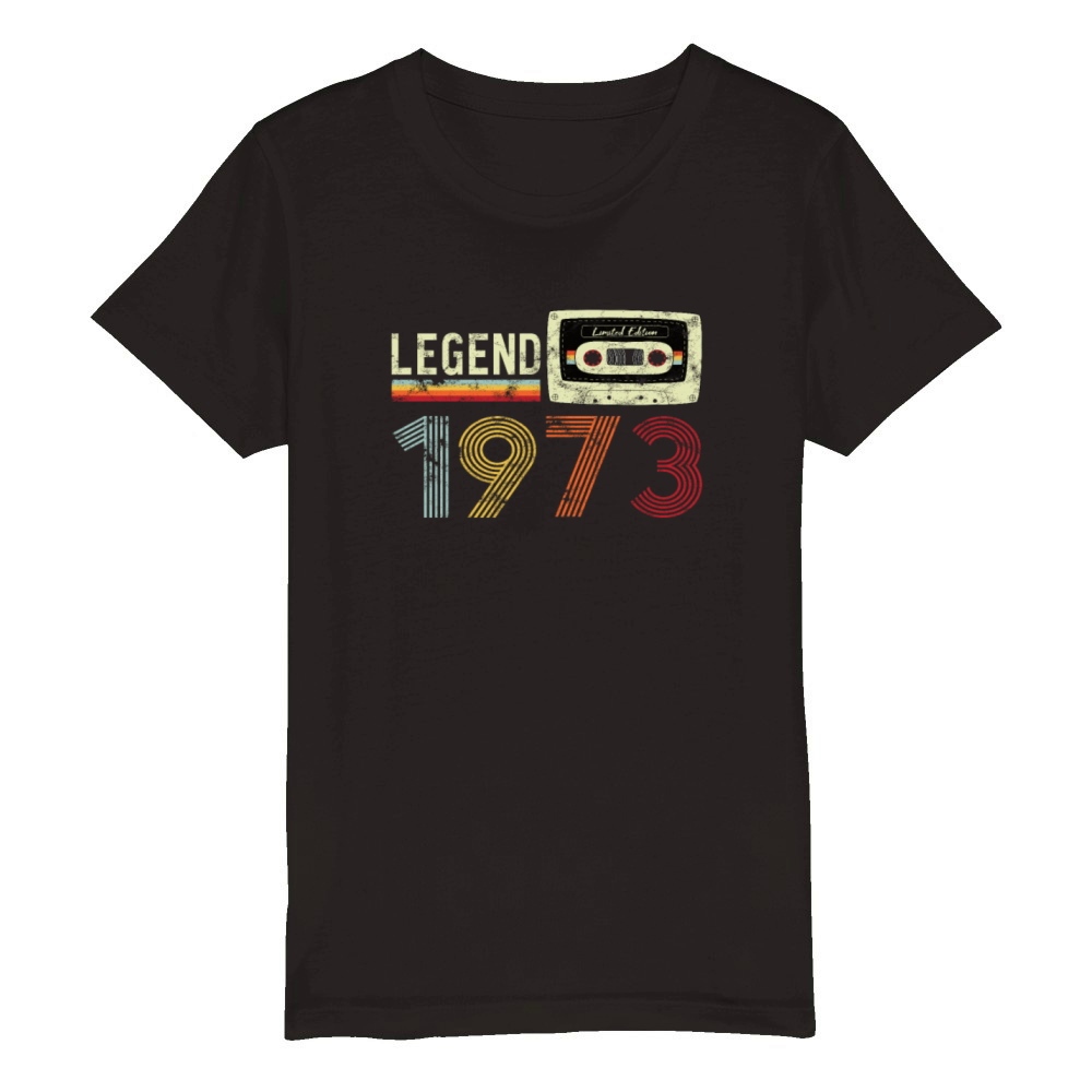 1973 Geburtstag Vintage Cassette Organic Kids Crewneck T-shirt