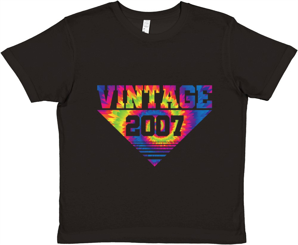 Vintage 2007 Tie Dye Splash Color Triangle Premium Kids Crewneck T-shirt
