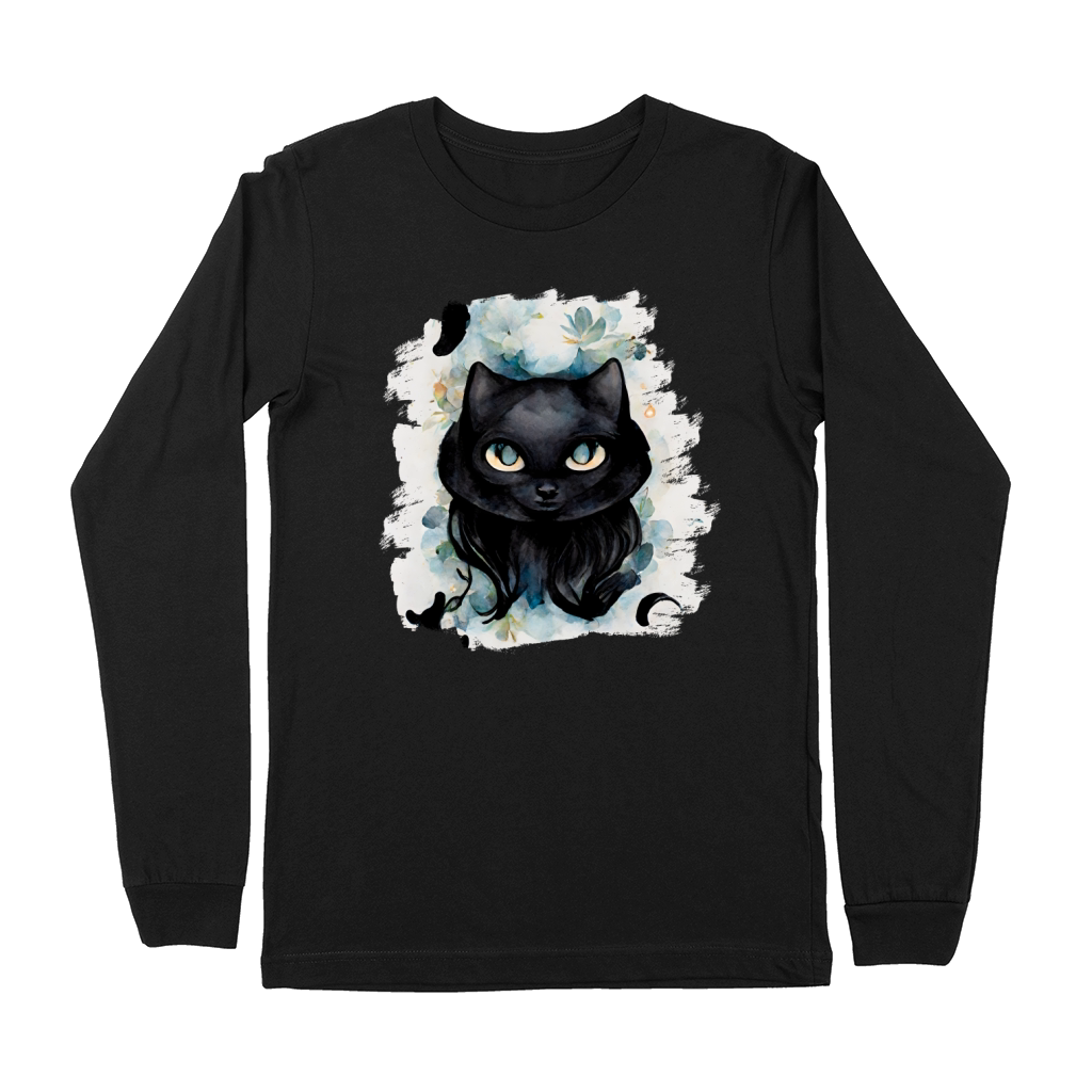 Scary Halloween Shirt Black Cat Tshirt Devil Cat Shirt Premium Long Sleeve