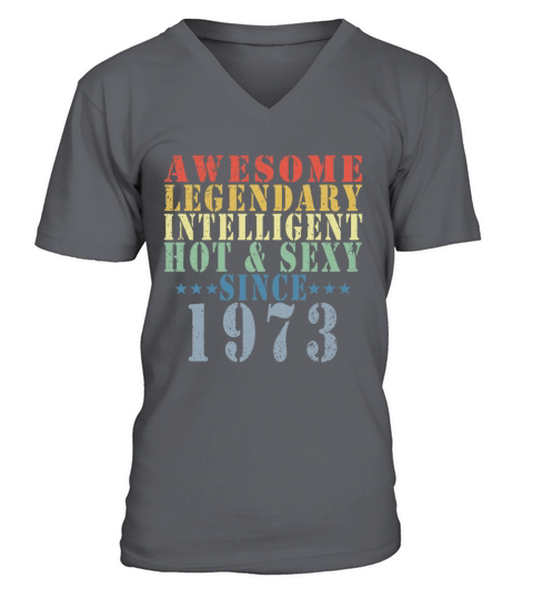 50th Birthday Man June Vintage 1973 Awesome V-Neck T-shirt