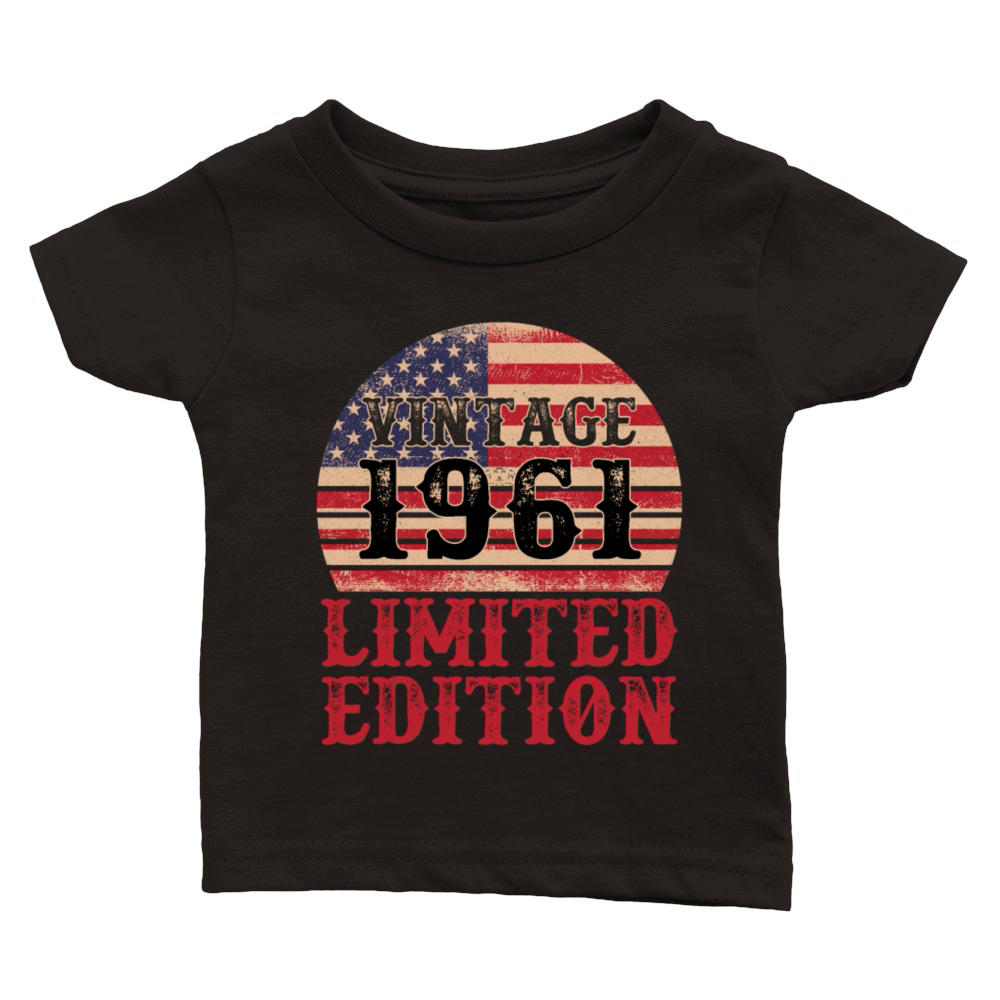 Vintage 1961 Limited Edition American Flag Classic Baby Crewneck T-shirt