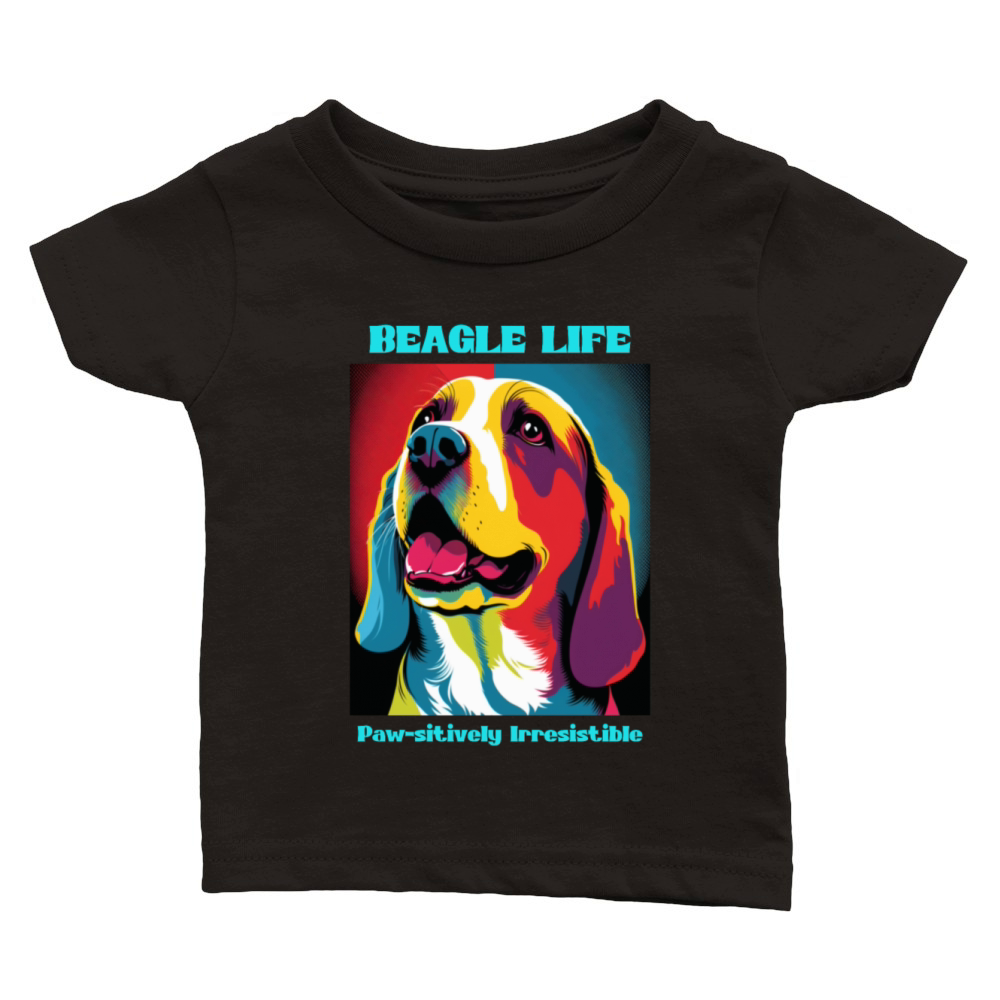 Beagle dog portrait with funny quote Classic Baby Crewneck T-shirt