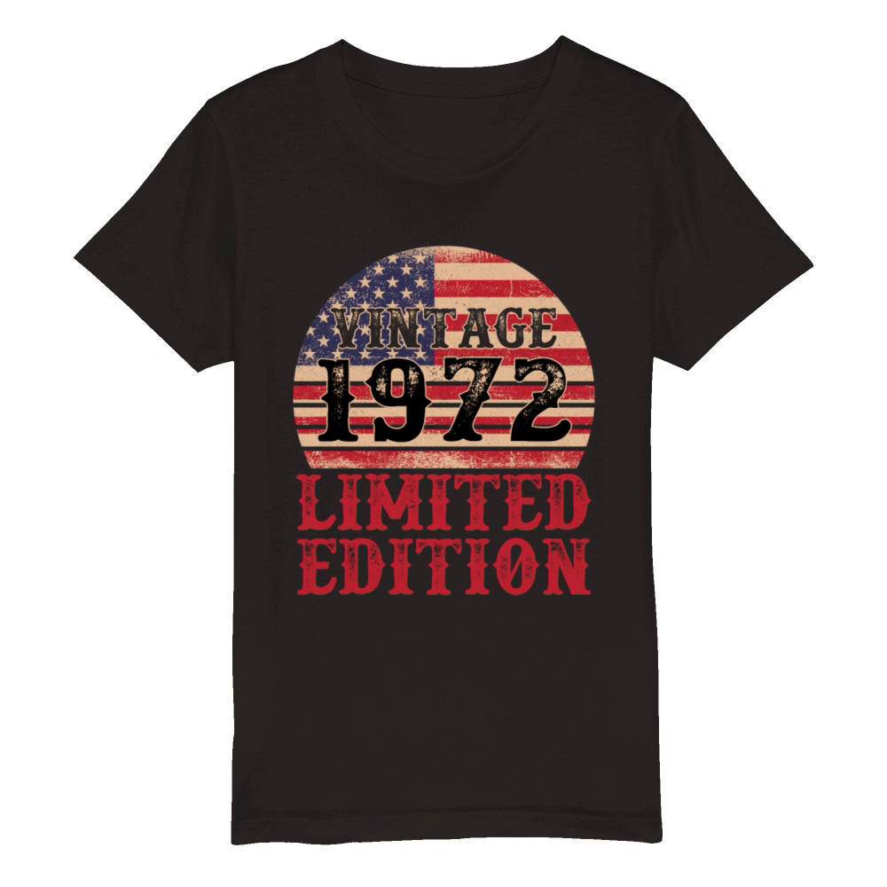 Vintage 1972 Limited Edition American Flag Organic Kids Crewneck T-shirt