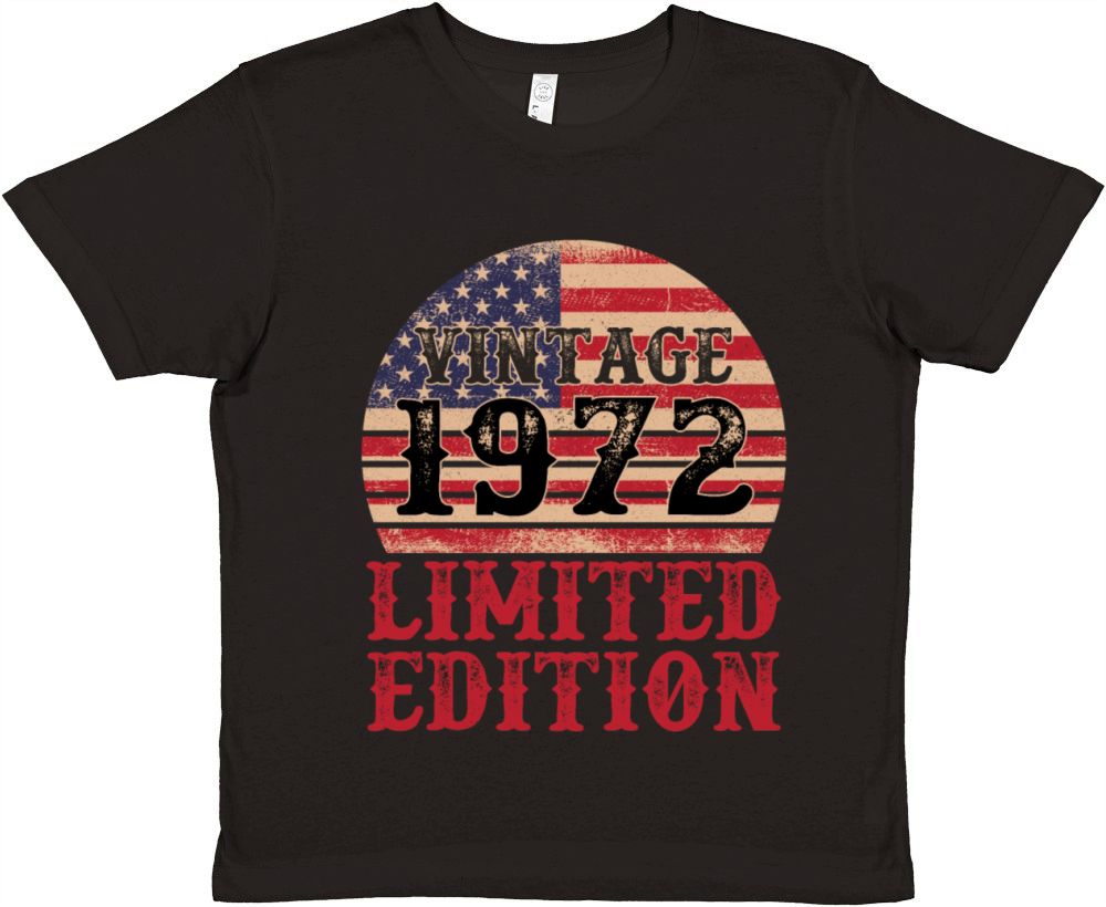 Vintage 1972 Limited Edition American Flag Premium Kids Crewneck T-shirt