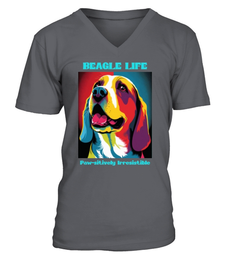 Beagle dog portrait with funny quote V-Neck T-shirt