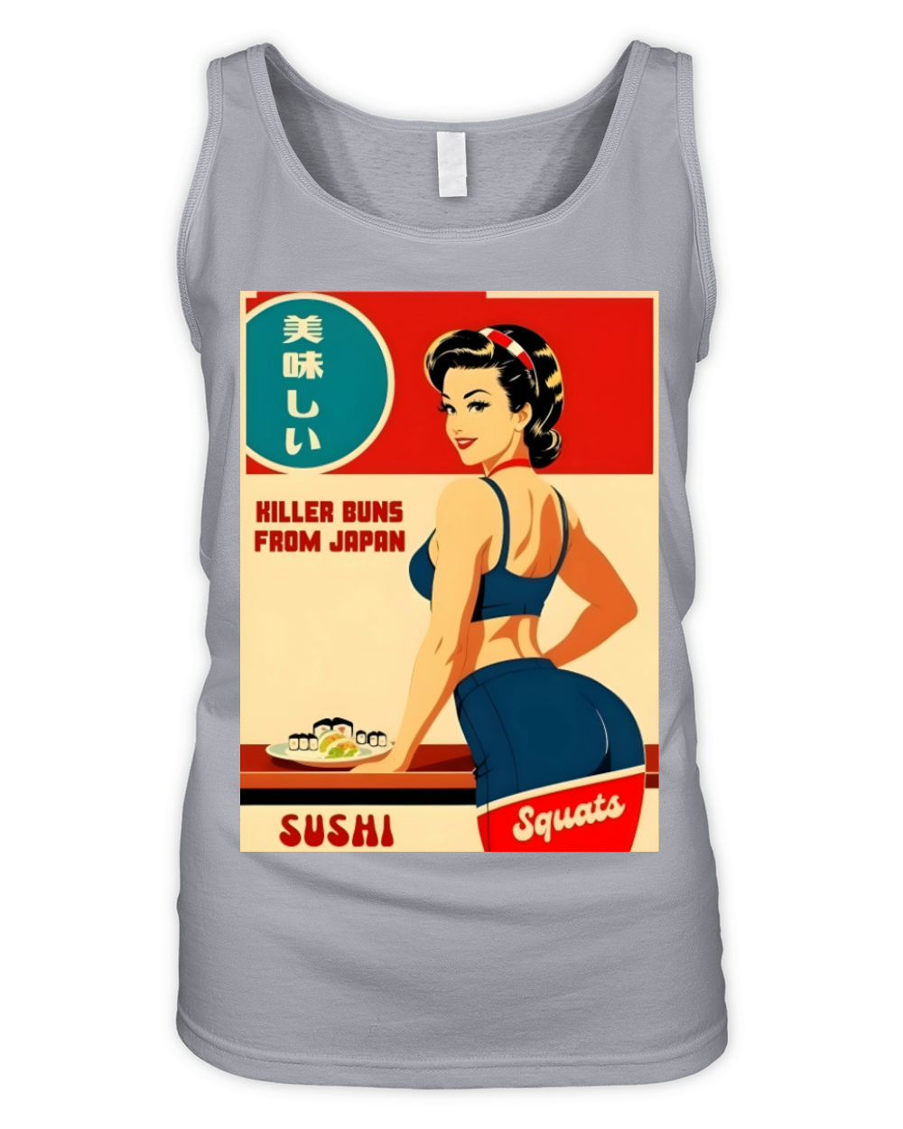 Cheeky Vintage Art Style Japan Sushi Fitness Humor Organic Women's Tank Top
