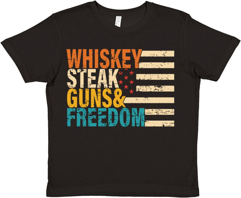 whiskey steak guns freedom Premium Kids Crewneck T-shirt
