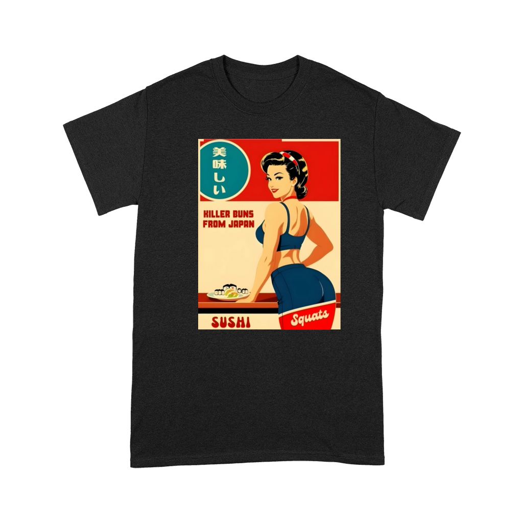 Cheeky Vintage Art Style Japan Sushi Fitness Humor Premium T-shirt