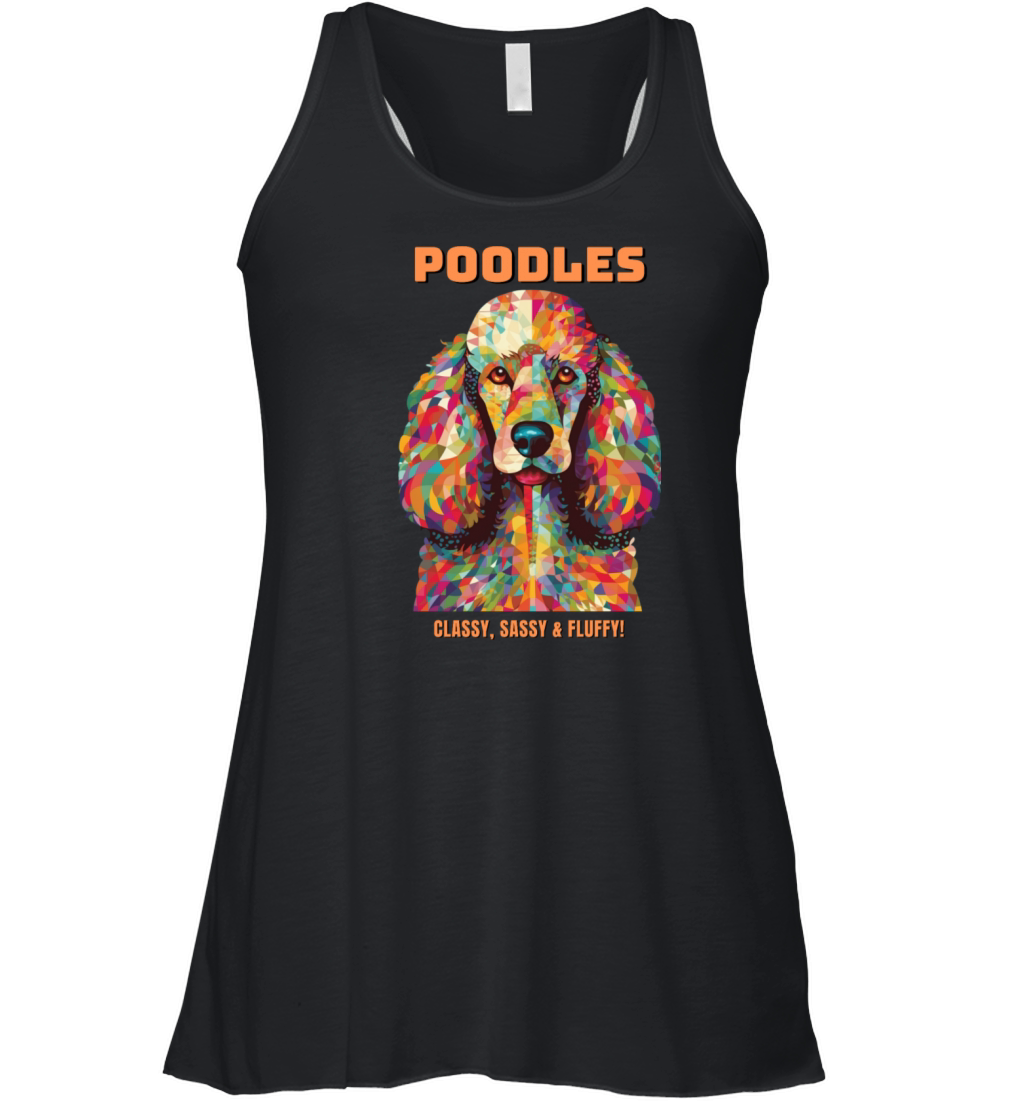 Poodle dog portrait art Women's Flowy Tank Top