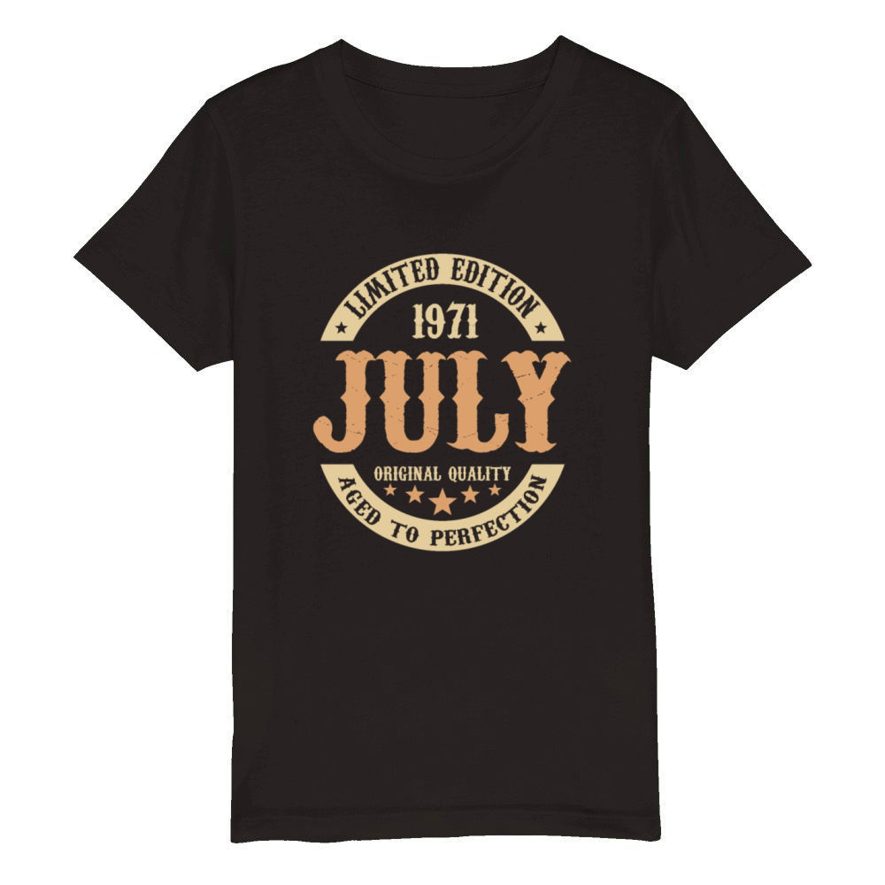 July 1971 Vintage Birthday Present Organic Kids Crewneck T-shirt