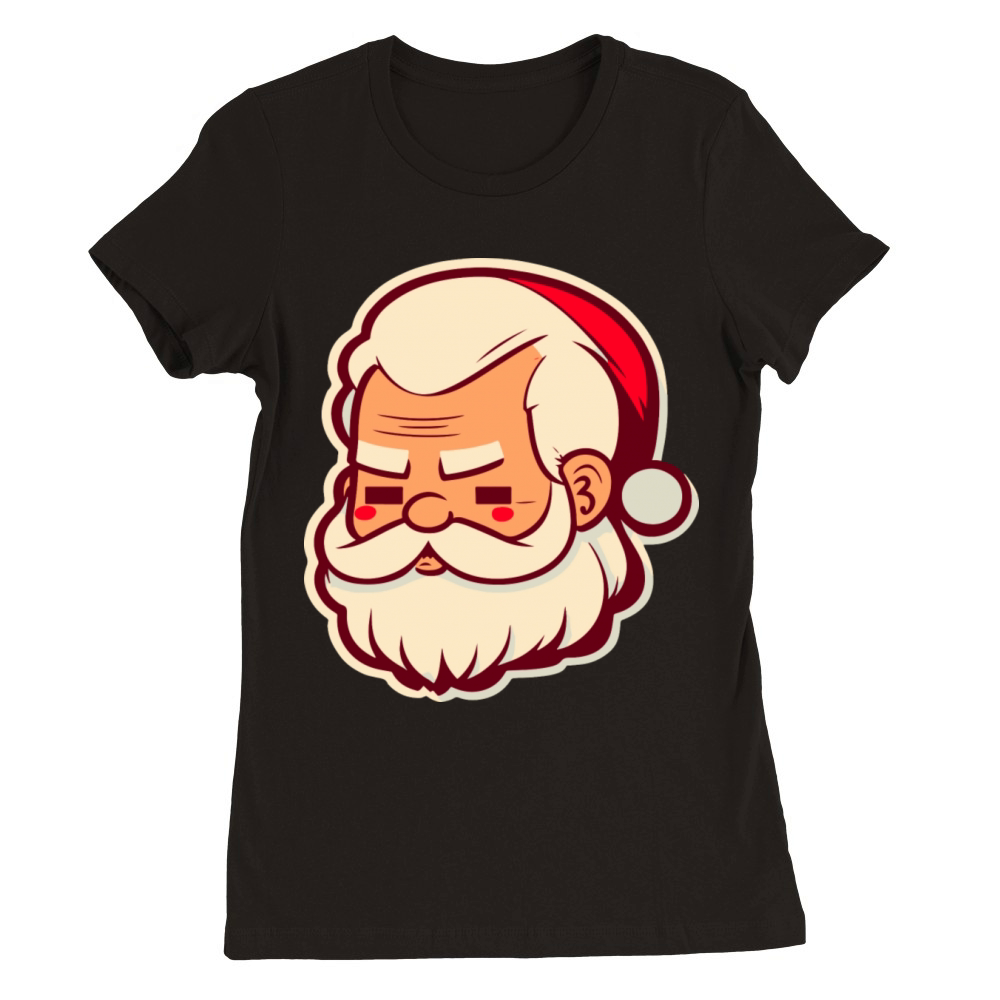 Merry Christmas Vintage Santa Claus Portrait Vector Art Christmas Premium Womens Crewneck T-shirt