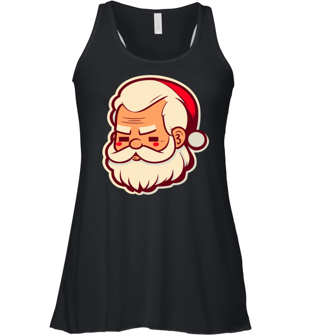 Merry Christmas Vintage Santa Claus Portrait Vector Art Christmas Women's Flowy Tank Top