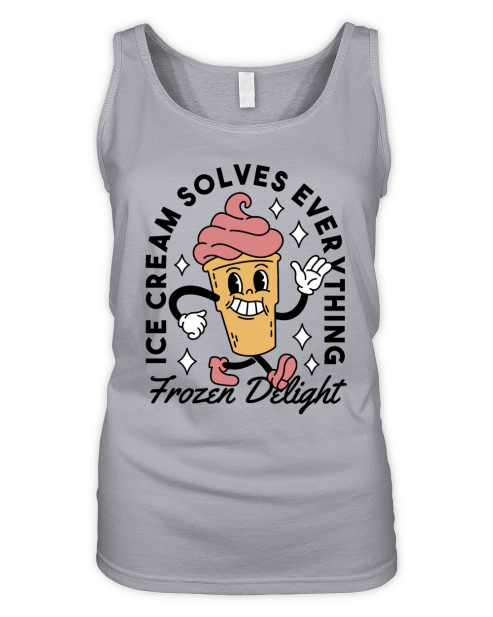 Ice Cream Solves Everything - Retro - Cartoon Organic Women's Tank Top