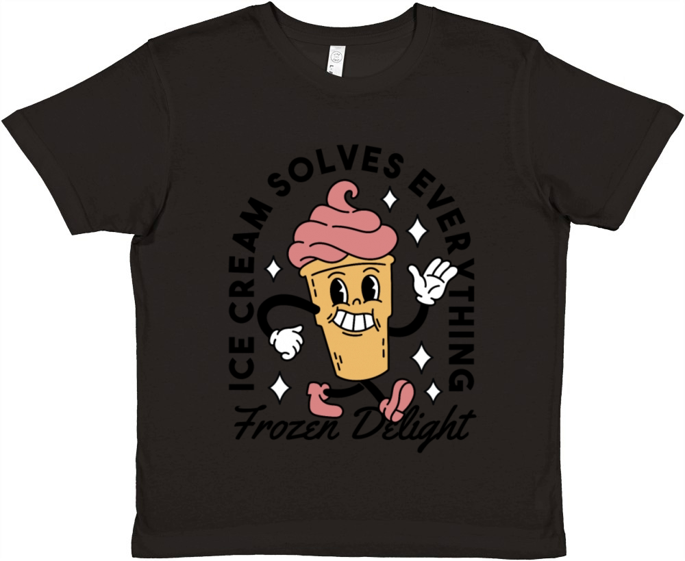 Ice Cream Solves Everything - Retro - Cartoon Premium Kids Crewneck T-shirt