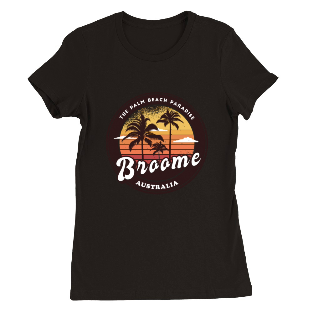 Broome Australia palm design Premium Womens Crewneck T-shirt