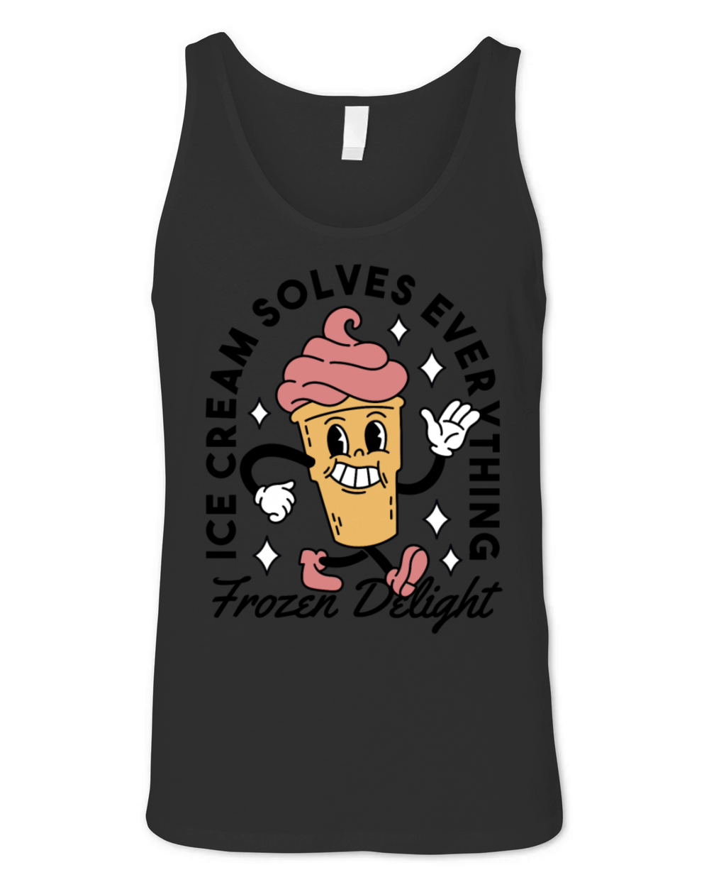 Ice Cream Solves Everything - Retro - Cartoon Unisex Jersey Tank