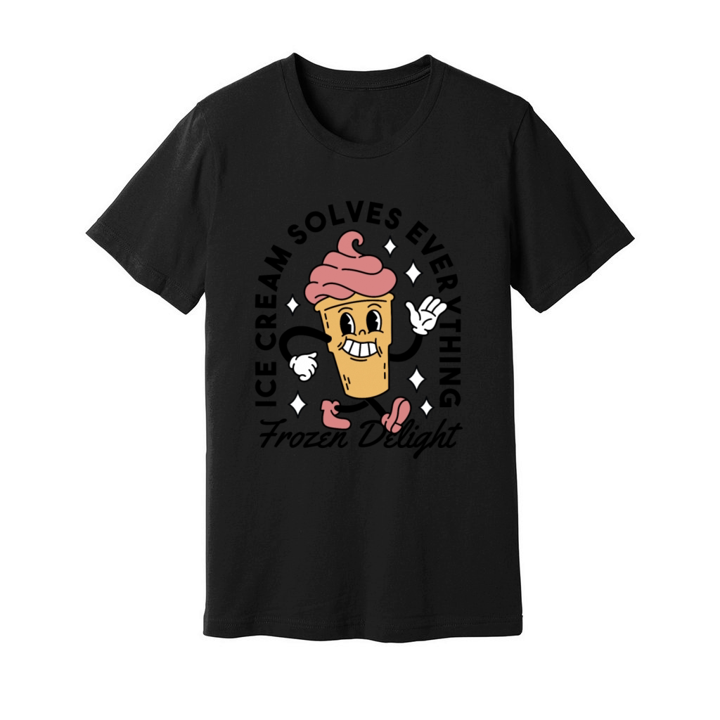 Ice Cream Solves Everything - Retro - Cartoon Unisex Jersey Tee