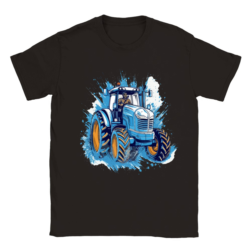 Blue Tractor Watercolor Art Classic Kids Crewneck T-shirt