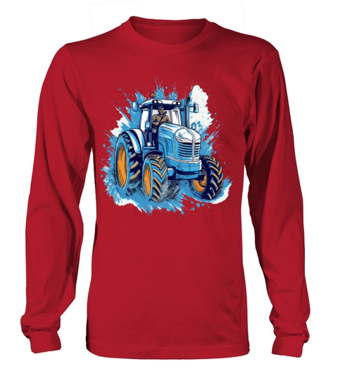 Blue Tractor Watercolor Art Long sleeved Unisex