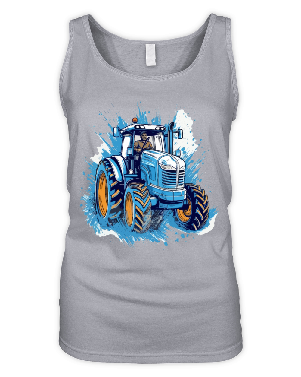 Blue Tractor Watercolor Art Organic Women's Tank Top