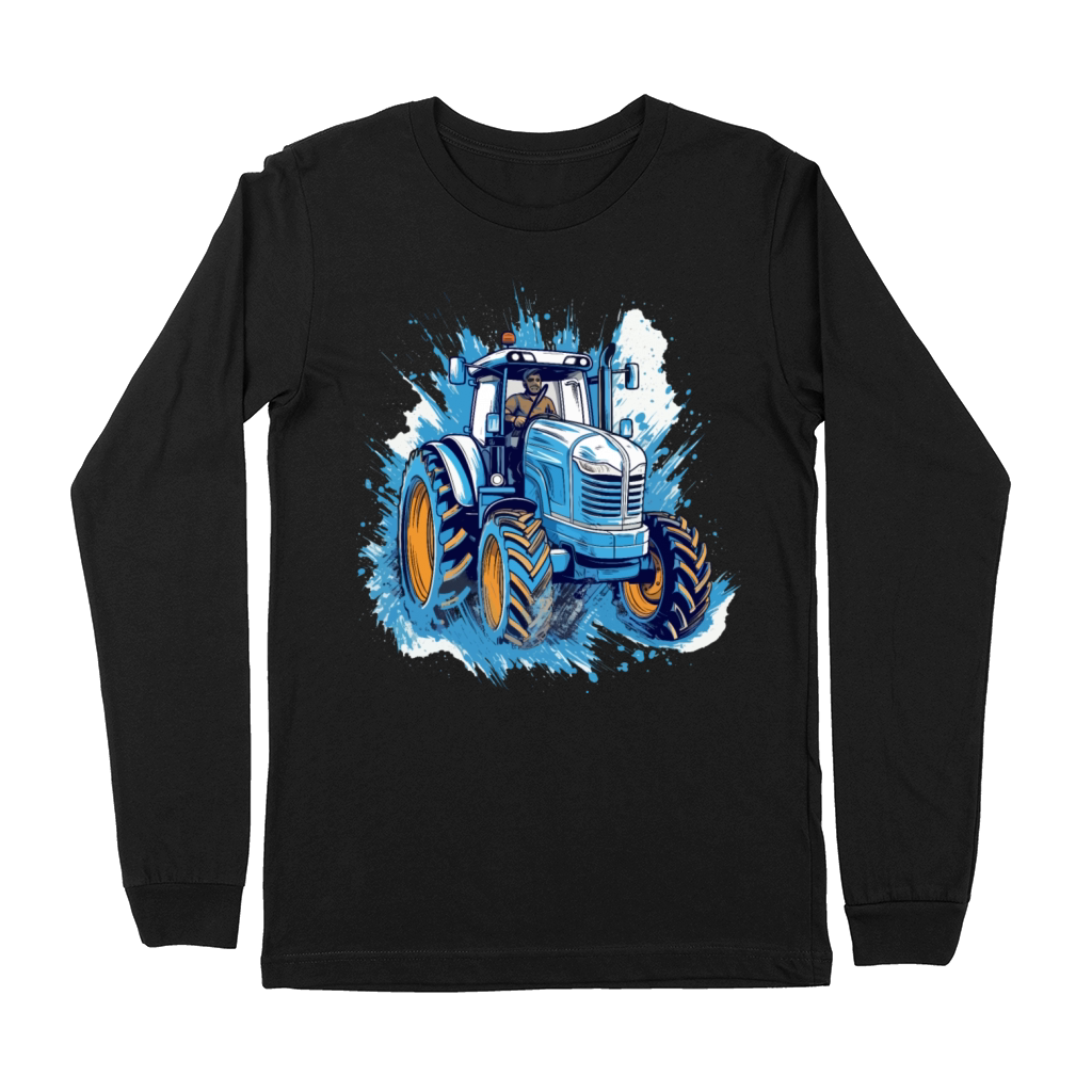 Blue Tractor Watercolor Art Premium Long Sleeve