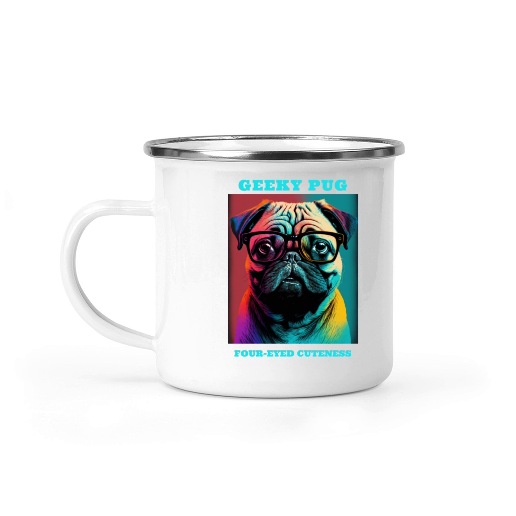 Pug dog portrait with funny quote Camping Mug
