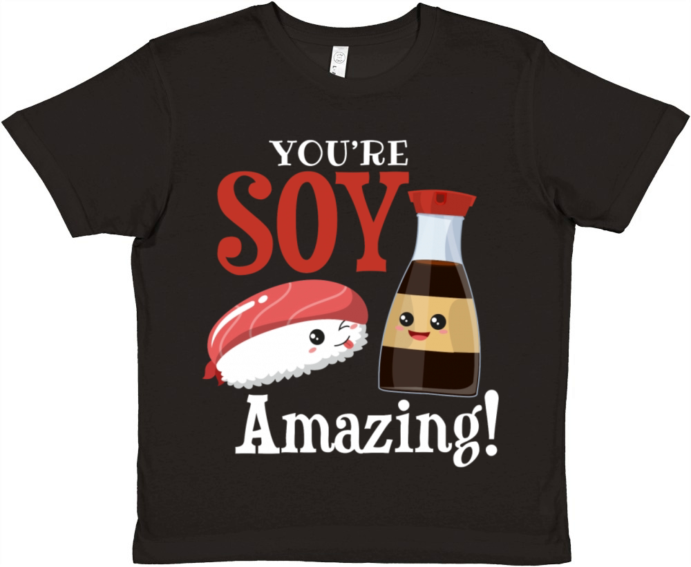 Funny Sushi Japan Soy Sauce Motif Premium Kids Crewneck T-shirt