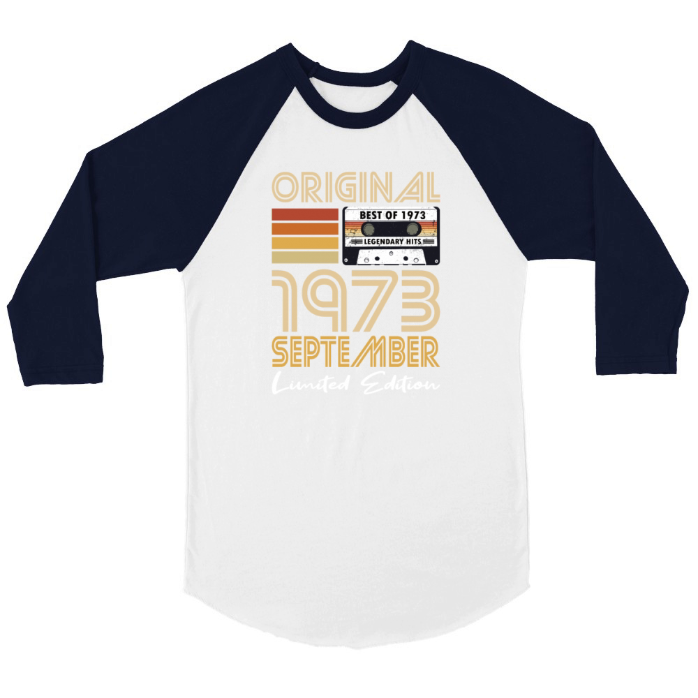50th birthday september 1973 original 1973 Unisex ¾ sleeve Raglan T-shirt