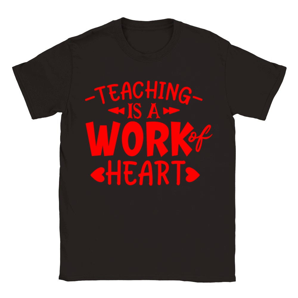 Red Quote Teaching It A Work Of Heart Classic Kids Crewneck T-shirt