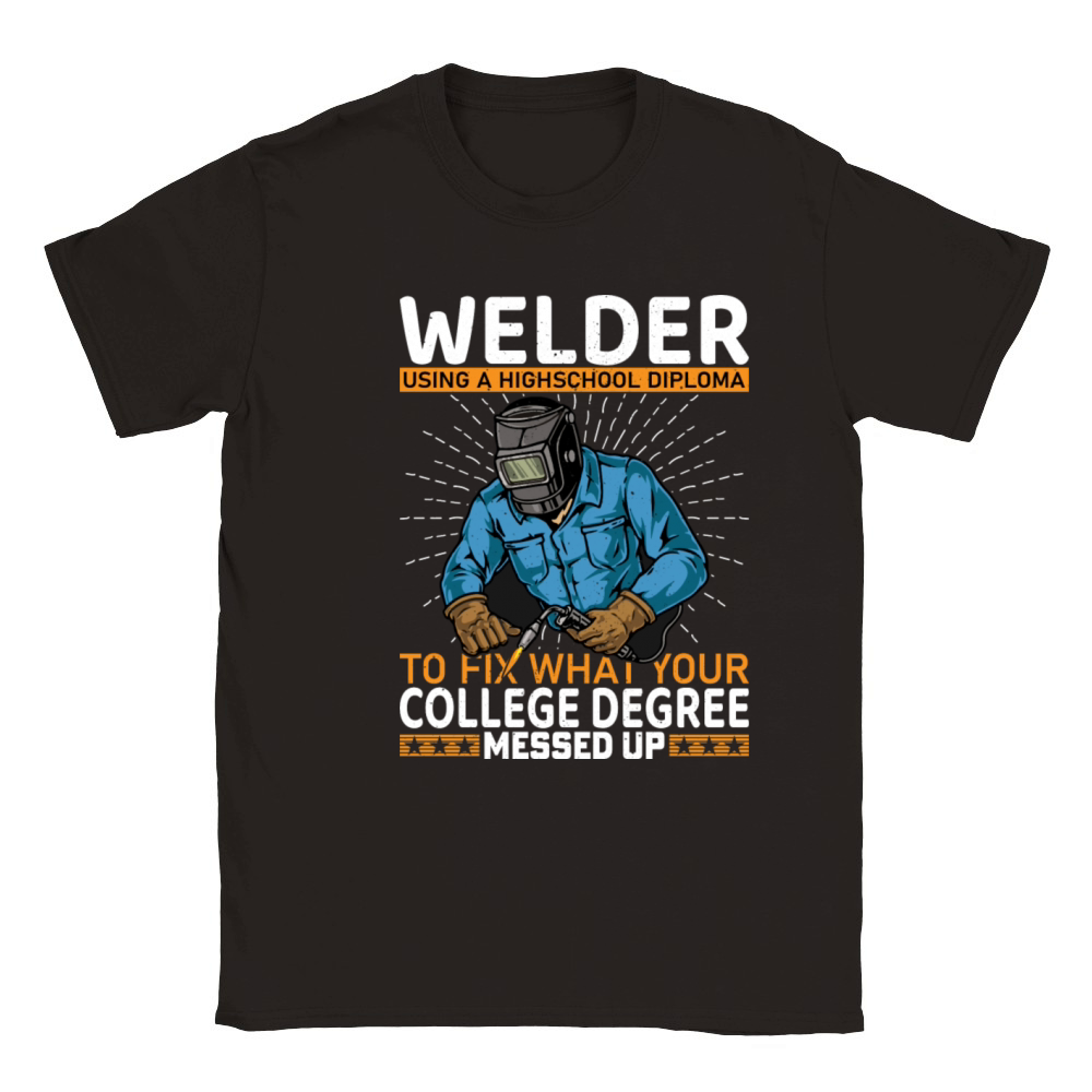 Vector welder using a high school to fix what your Classic Kids Crewneck T-shirt