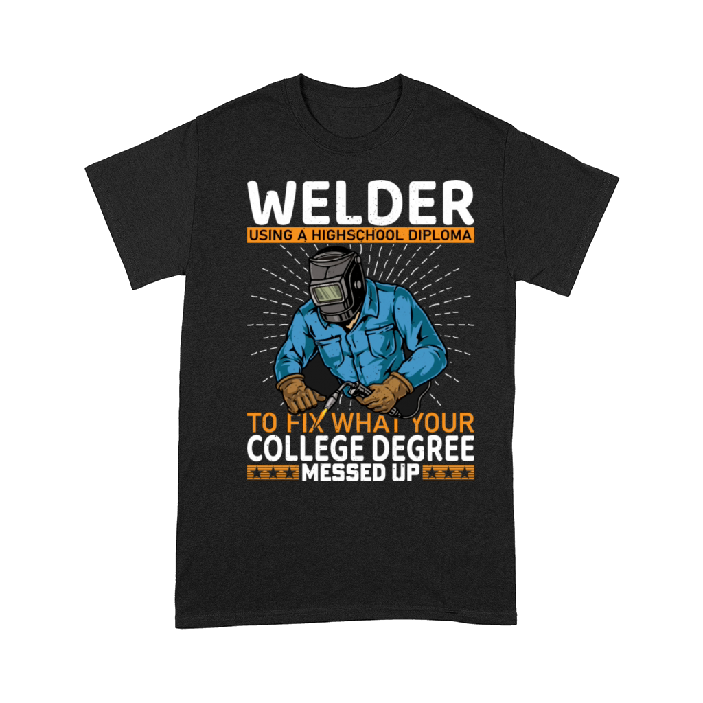 Vector welder using a high school to fix what your Comfort T-shirt