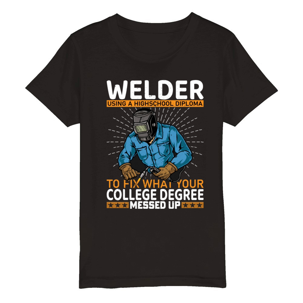 Vector welder using a high school to fix what your Organic Kids Crewneck T-shirt
