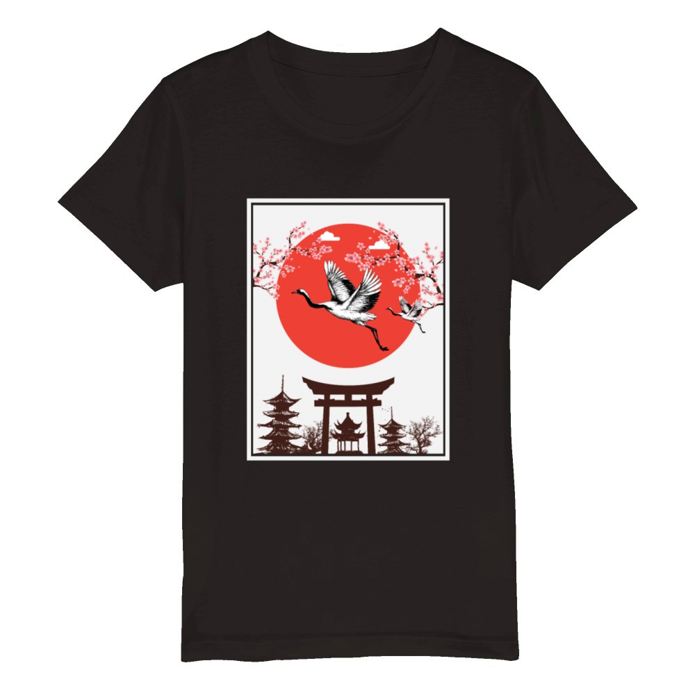 Vintage Retro Japanese Art Style Japan Lover Organic Kids Crewneck T-shirt