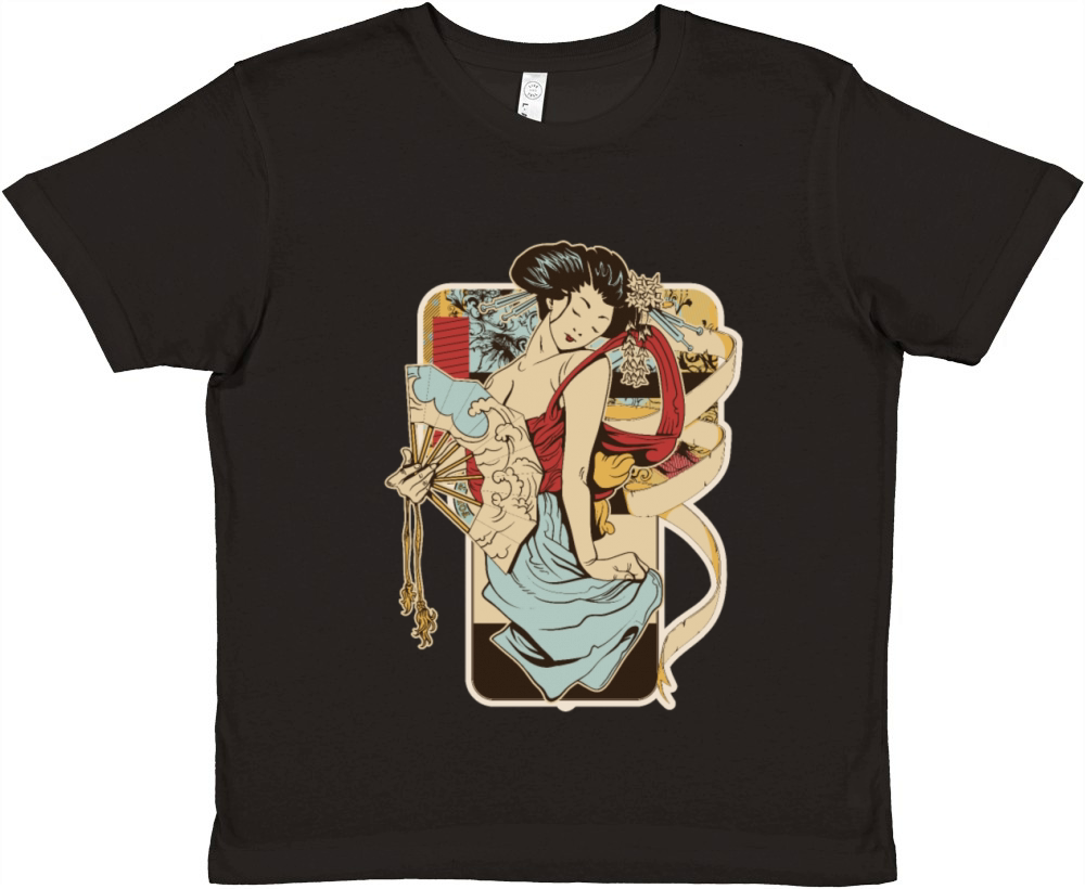 Japan Geisha girl maiko aesthetic 70s Premium Kids Crewneck T-shirt