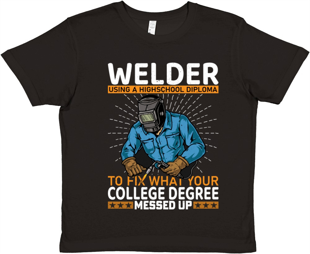 Vector welder using a high school to fix what your Premium Kids Crewneck T-shirt