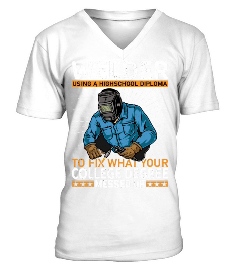 Vector welder using a high school to fix what your V-Neck T-shirt