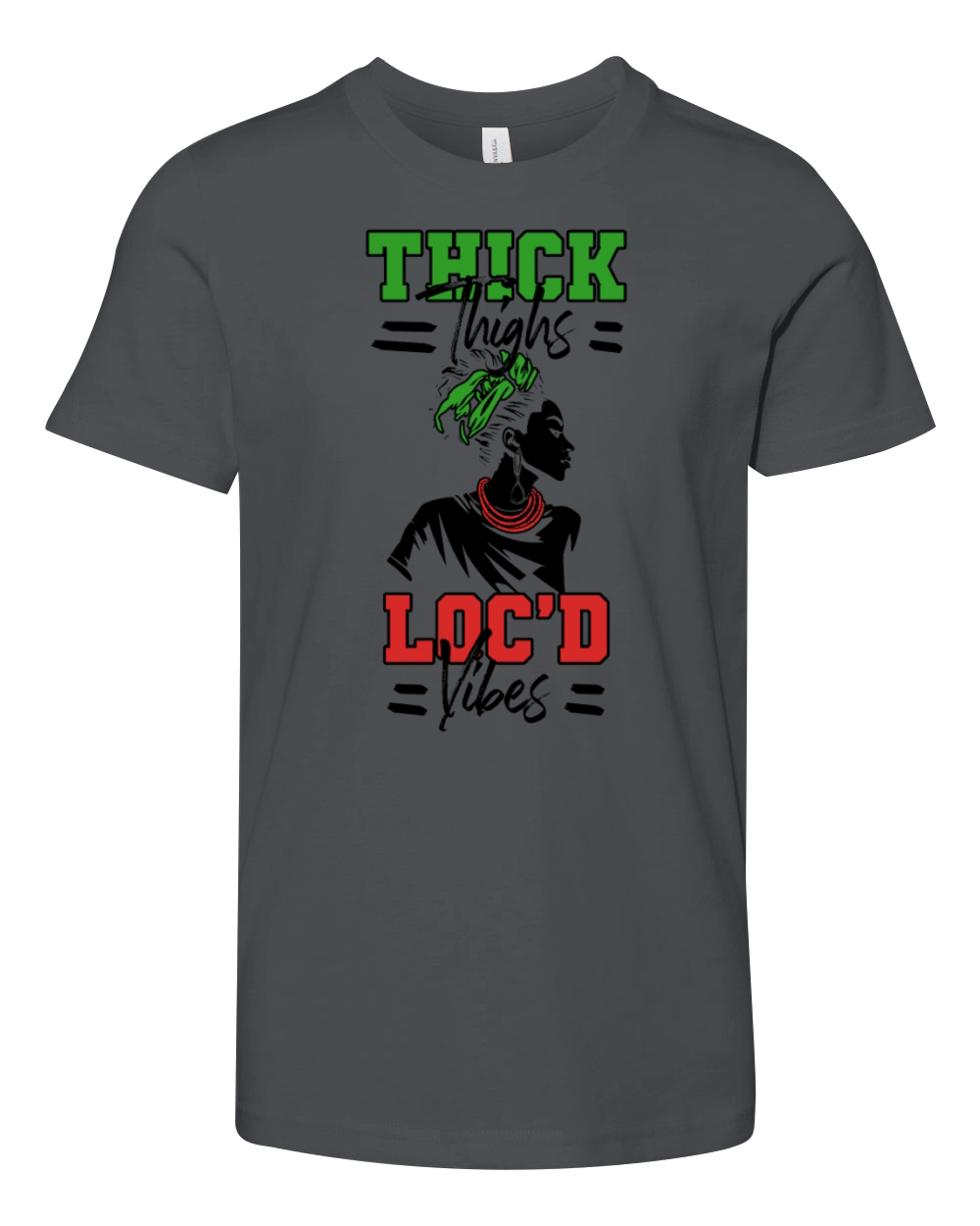 Thick Thighs Locd Vibes Afro Hair Black American Youth Unisex Jersey Tee