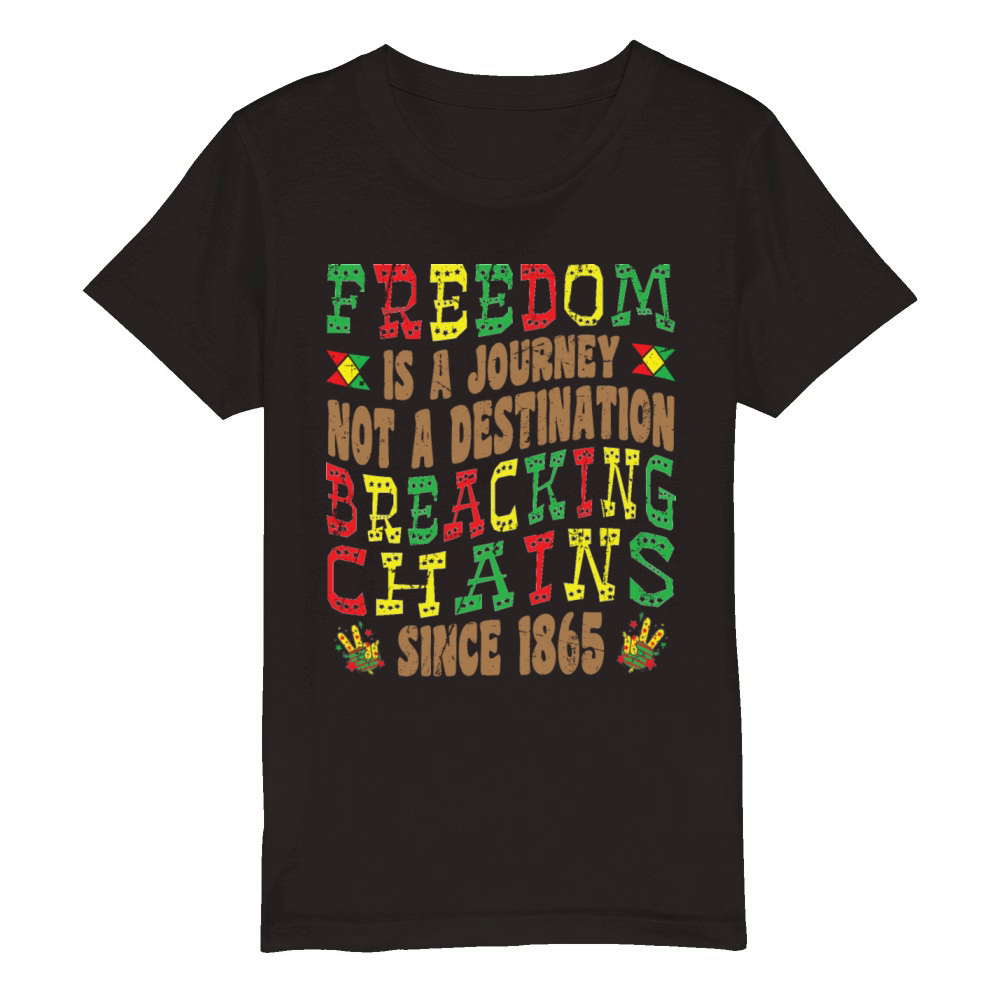 Breaking Chain Celebrate Juneteenth Black History Organic Kids Crewneck T-shirt