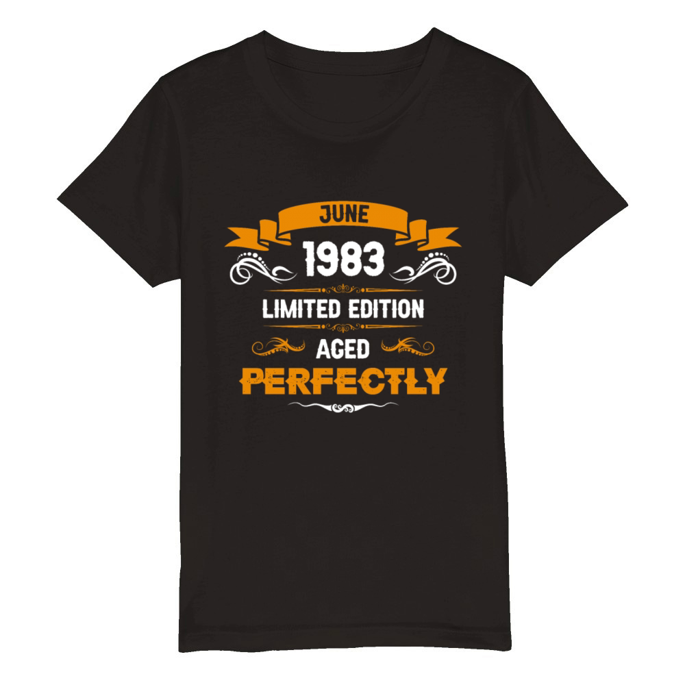 June 1983 Vintage Birthday Present Organic Kids Crewneck T-shirt
