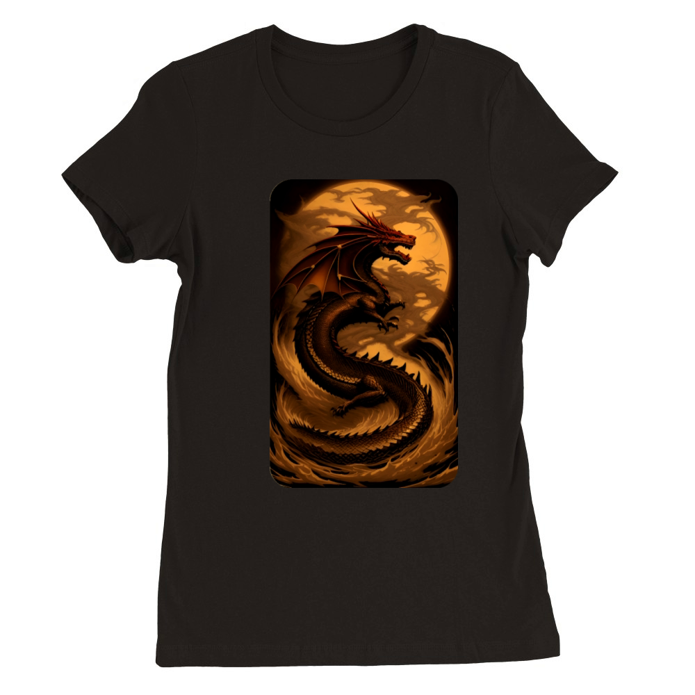 Vintage Dragon Art by Dreamscape Shirts Premium Womens Crewneck T-shirt