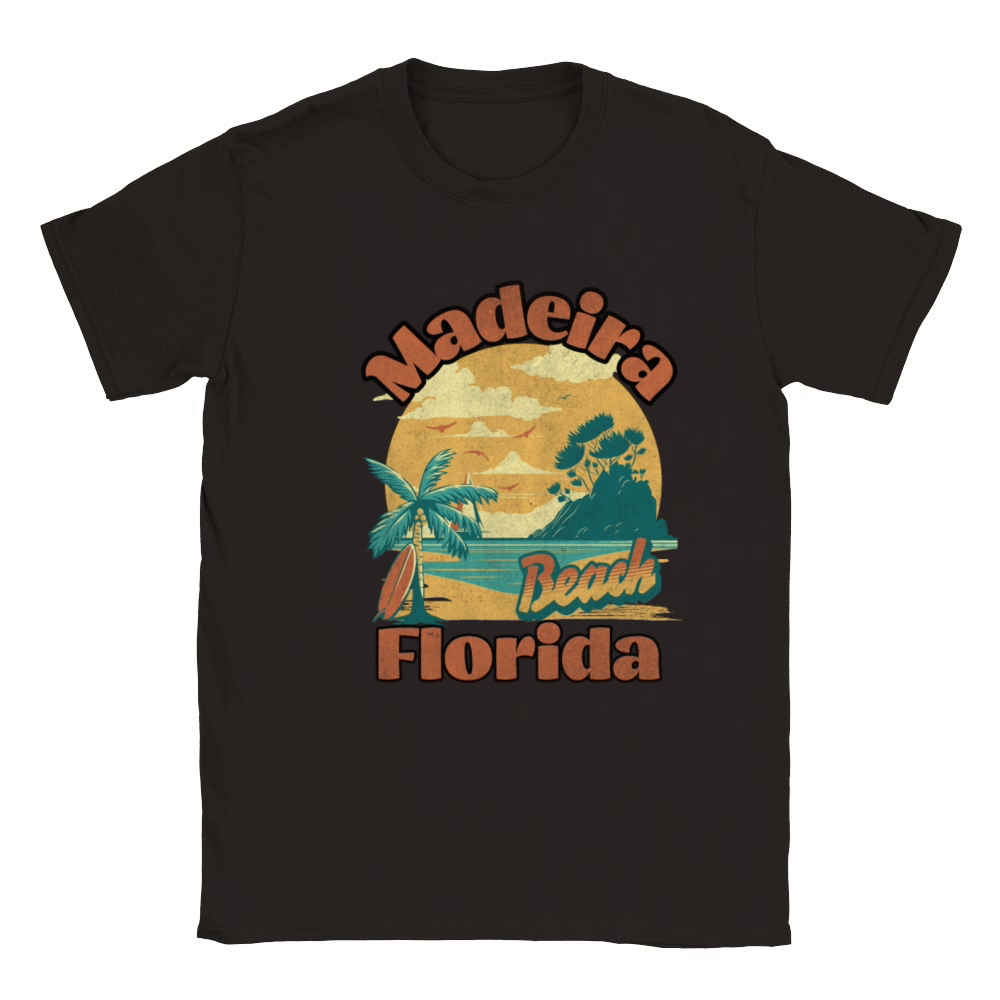 Vintage Madeira Beach Florida Palm Trees FL Retro Classic Kids Crewneck T-shirt