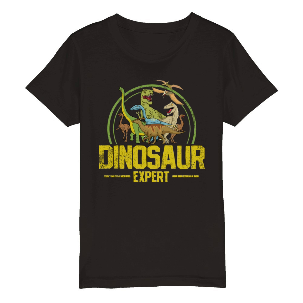 Dinosaurs Paleontologist Vintage Organic Kids Crewneck T-shirt