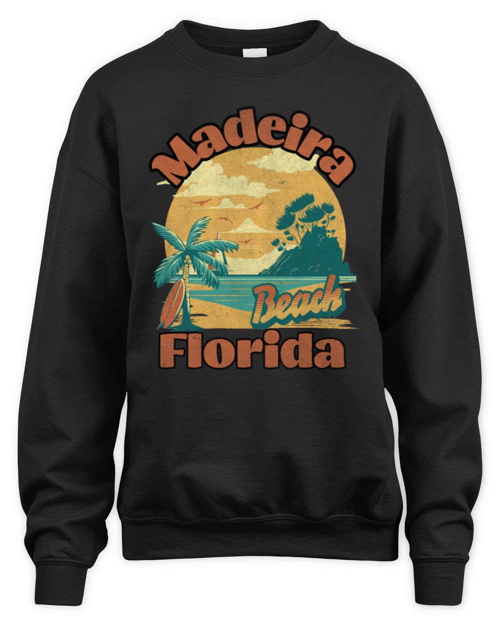 Vintage Madeira Beach Florida Palm Trees FL Retro Unisex Premium Crewneck Sweatshirt