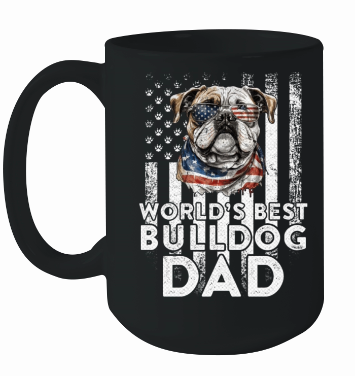 Vintage Usa Flag World s Best English Bulldog Dad Ceramic Mug