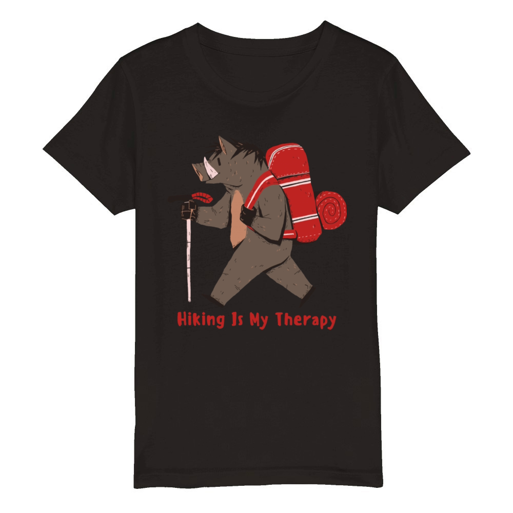 Hiking Is My Therapy Organic Kids Crewneck T-shirt