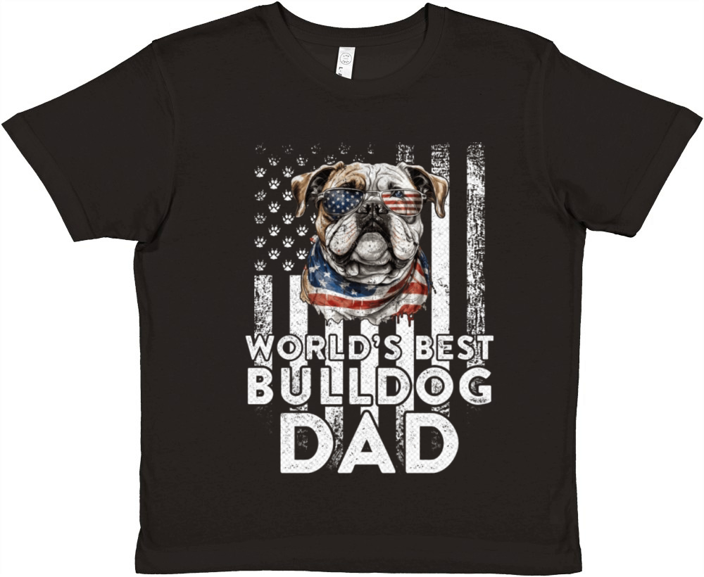 Vintage Usa Flag World s Best English Bulldog Dad Premium Kids Crewneck T-shirt