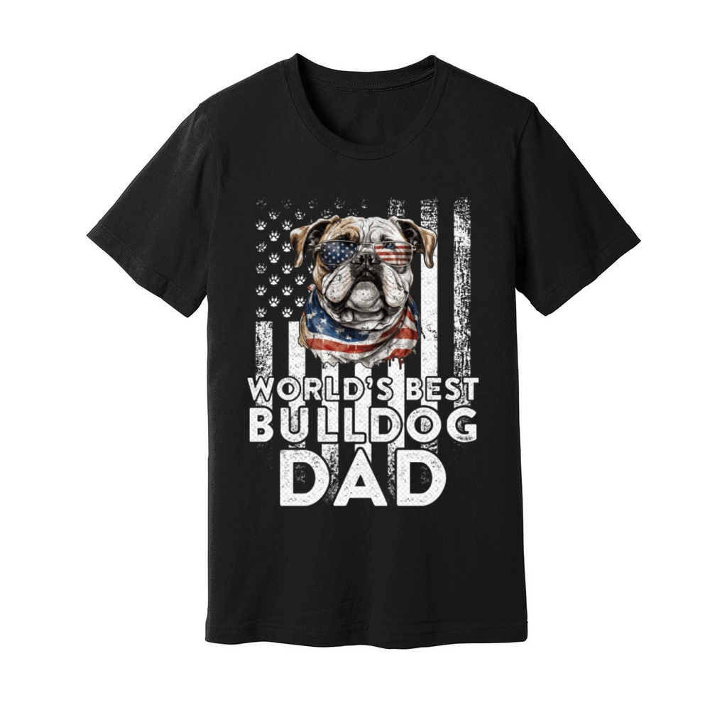 Vintage Usa Flag World s Best English Bulldog Dad Unisex Jersey Tee