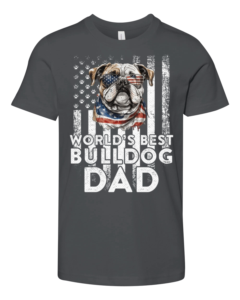 Vintage Usa Flag World s Best English Bulldog Dad Youth Unisex Jersey Tee