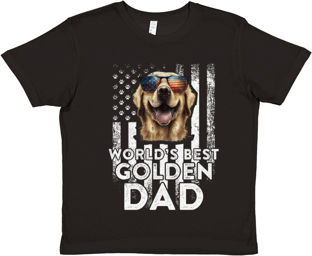 Vintage Usa Flag World s Best Golden Retriever Dog Premium Kids Crewneck T-shirt