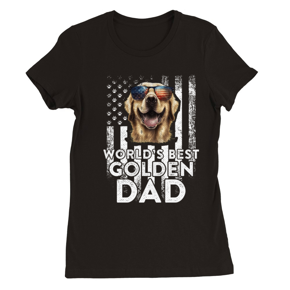 Vintage Usa Flag World s Best Golden Retriever Dog Premium Womens Crewneck T-shirt
